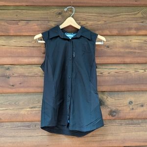 Black Sleeveless Button-Up Top